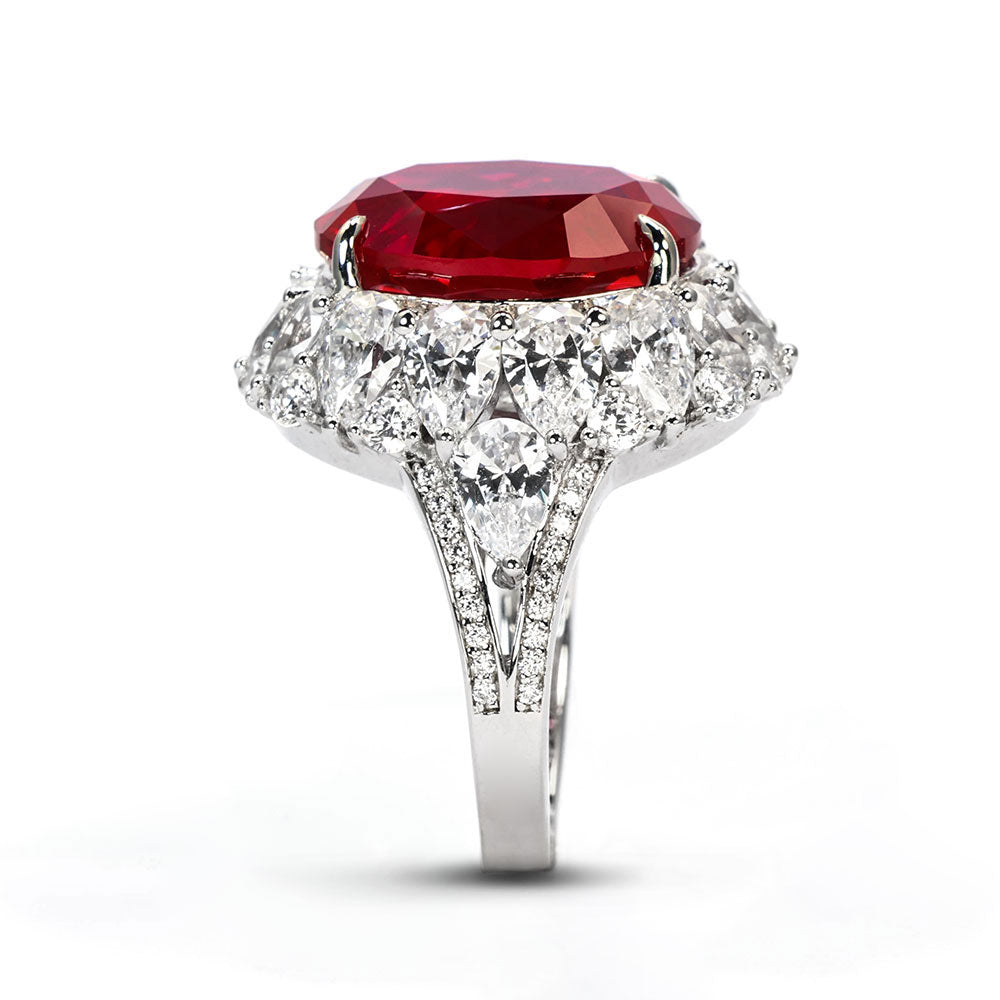 Ruby Halo Ring RR-08 | Jewelry Rental - LeCaine Gems