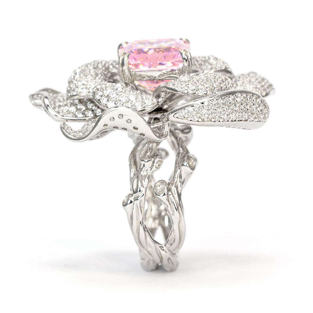Pink Lab Grown Diamond Flower Ring RR-11 | Jewelry Rental - LeCaine Gems
