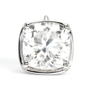 Adele Cushion Cut Moissanite Solitaire with Heart Accent Pendant in 18K gold - LeCaine Gems