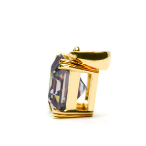 Asscher Blue Grey Moissanite Solitaire Necklace in 18K gold - LeCaine Gems