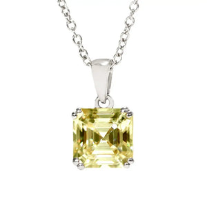 Asscher Canary Yellow Moissanite Solitaire Pendant in 18K gold - LeCaine Gems