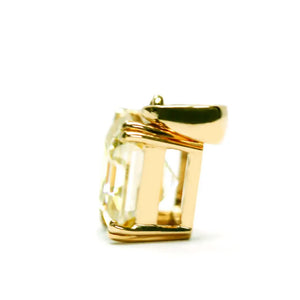Asscher Fancy Yellow Moissanite Solitaire in Basket Setting Pendant in 18K gold - LeCaine Gems