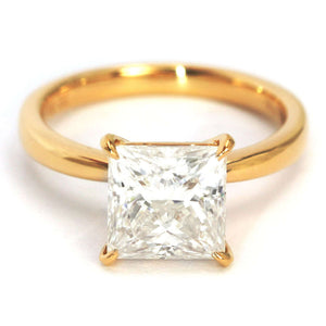 Beatrice Princess Moissanite Solitaire in 4 Prong Setting Ring in 18K gold - LeCaine Gems