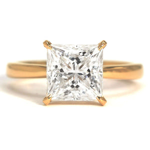 Beatrice Princess Moissanite Solitaire in 4 Prong Setting Ring in 18K gold - LeCaine Gems