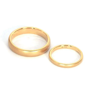 Classic Matte Finished Matching Wedding Rings in 18K Gold