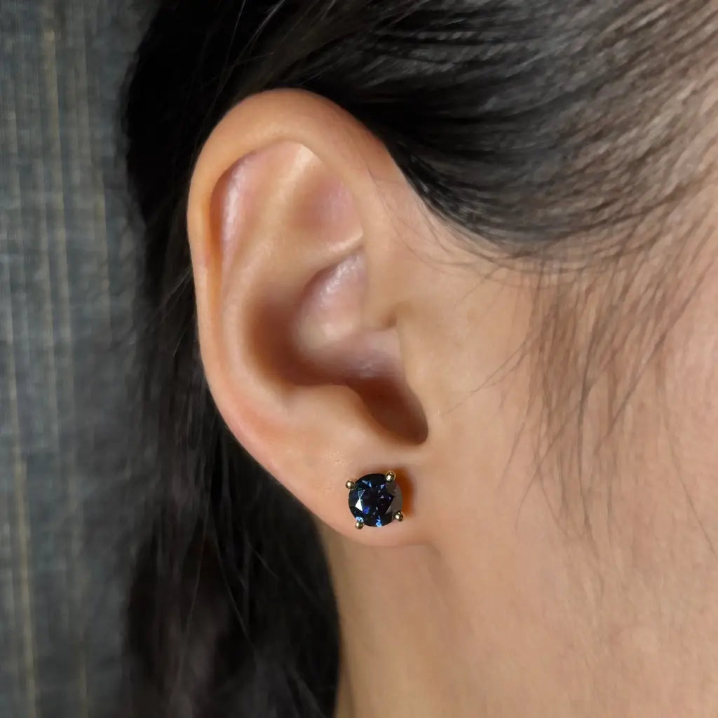 Delilah Blue Grey Moissanite Stud Earrings with Lab Grown Diamonds Jackets - LeCaine Gems
