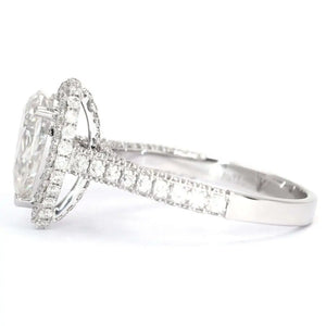 Grace Pear Moissanite with Halo in Pave Band Ring in 18K gold - LeCaine Gems