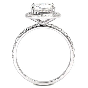 Lauren Cushion Moissanite with Halo in Pave Band Ring in 18K gold - LeCaine Gems