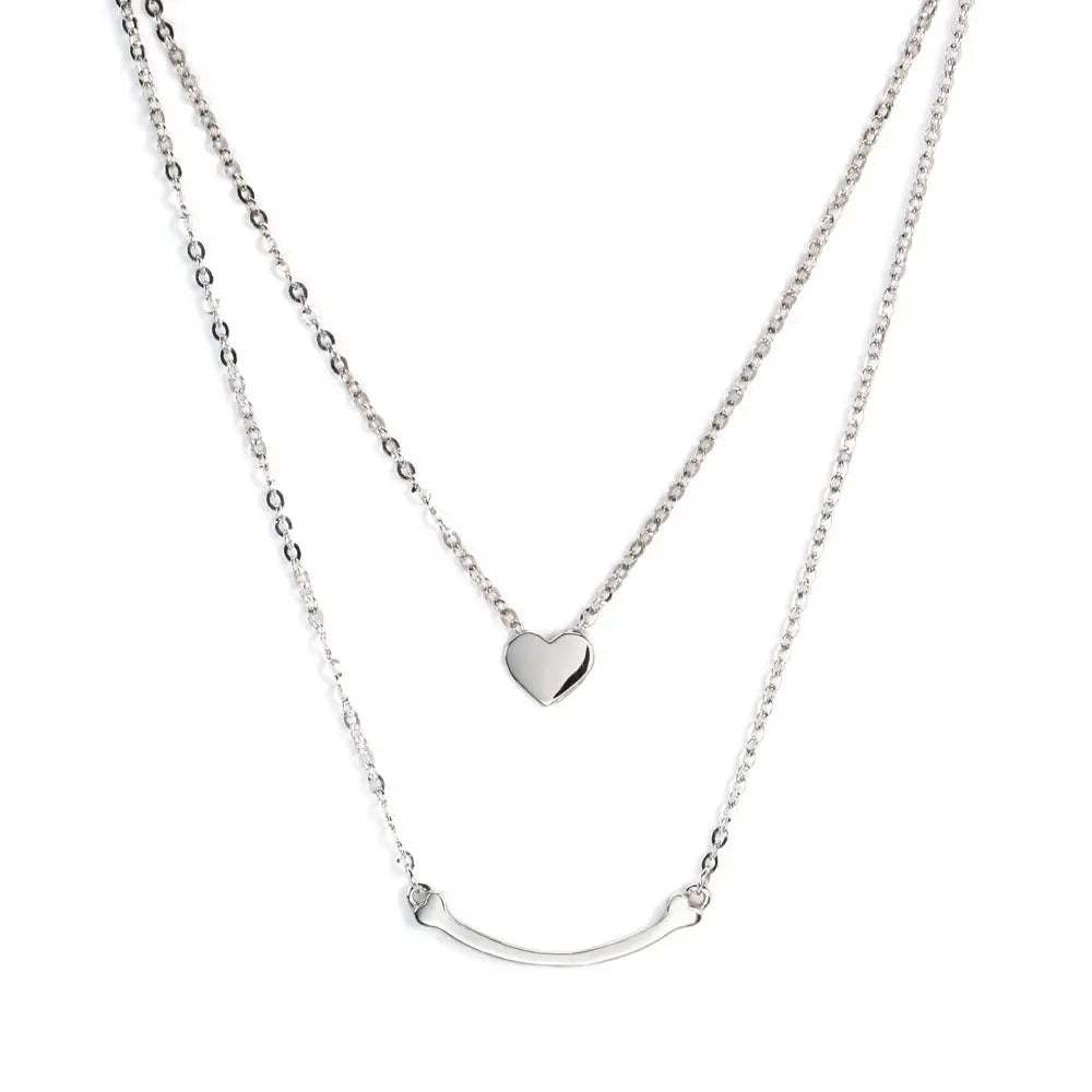 Layered Heart Necklace in 18K Gold - LeCaine Gems