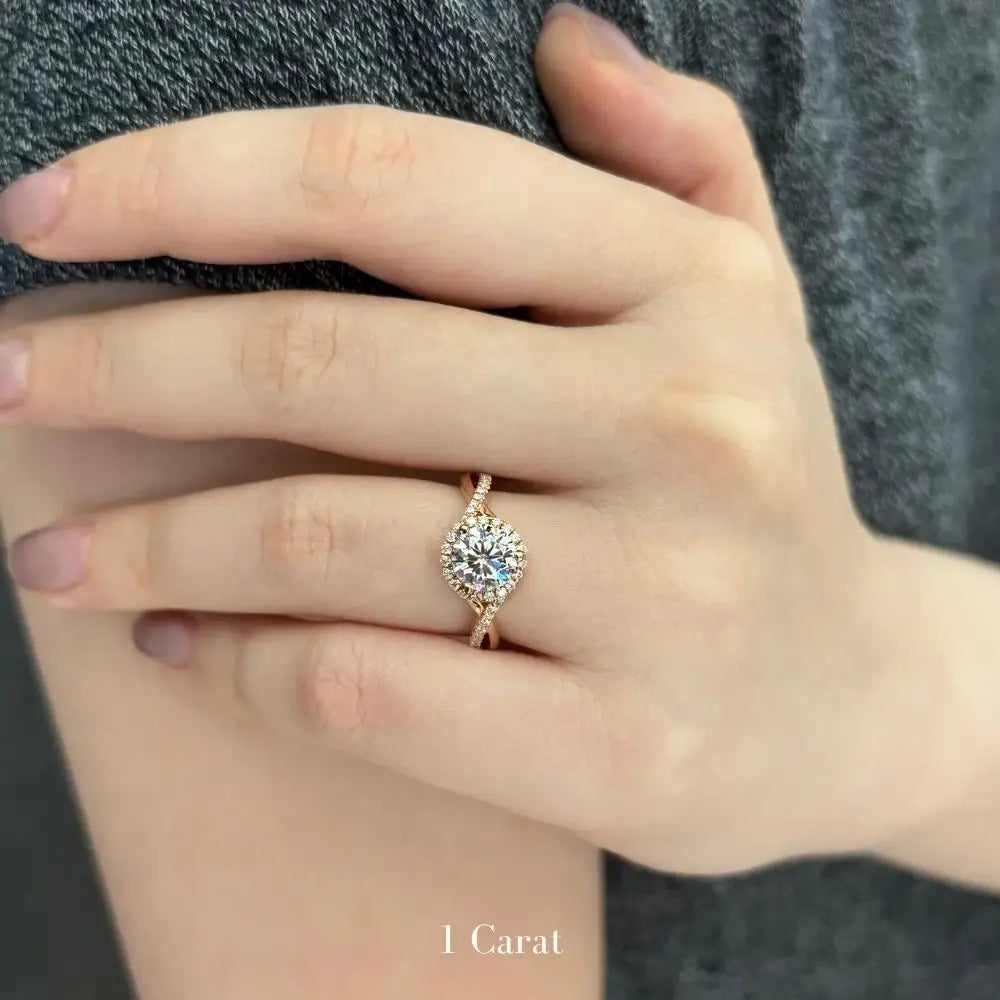 Mobius Moissanite Halo Ring - LeCaine Gems