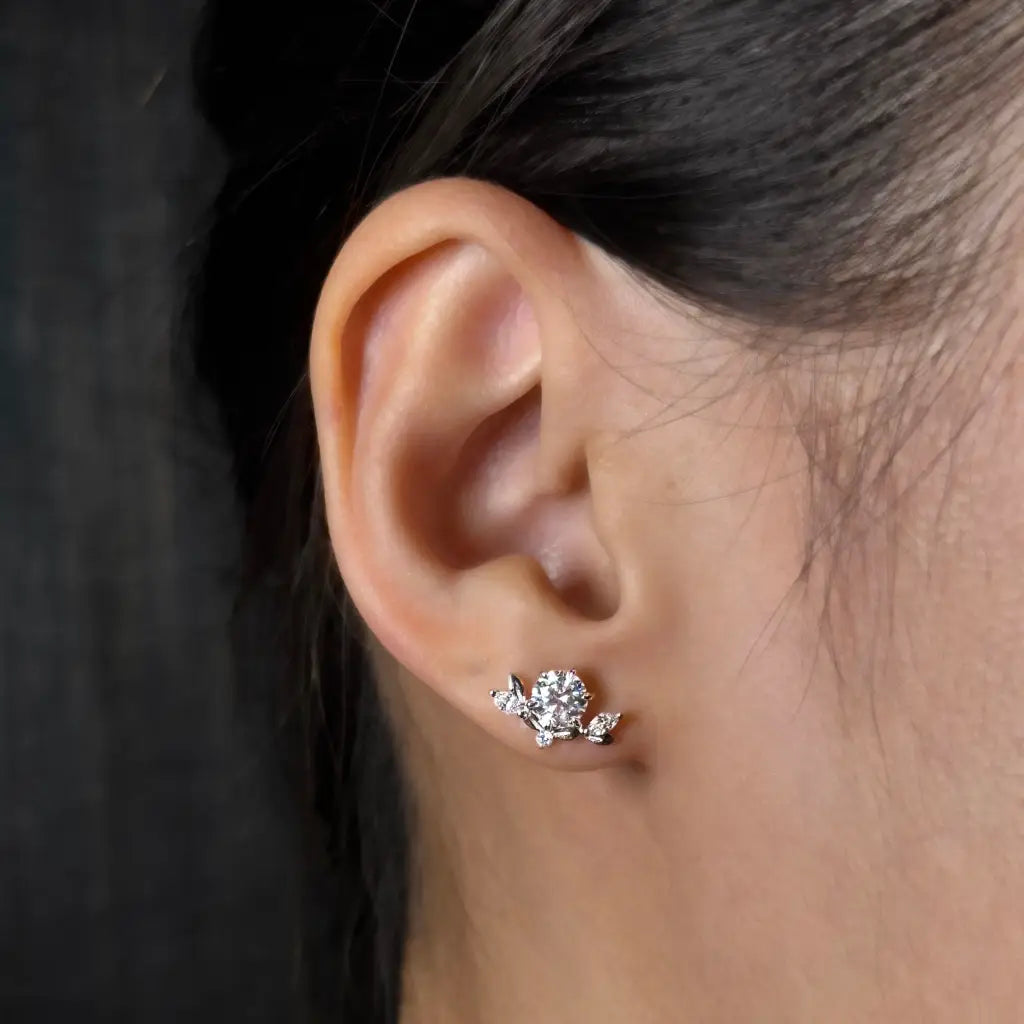 The Chloe Collection Stud Earrings with Moissanite and Lab Grown Diamonds in 18K Gold - LeCaine Gems