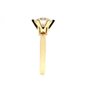 Niki Round Moissanite Solitaire with 6 Prong Setting Ring in 18K Yellow gold - LeCaine Gems