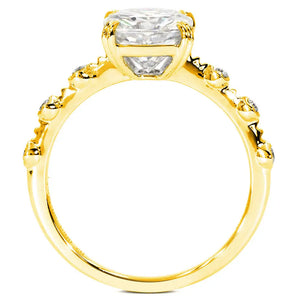 Nozomi Cushion Moissanite with Decorative Band Ring in 18K gold - LeCaine Gems