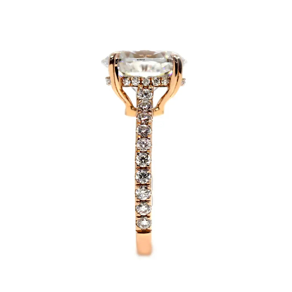 Oval Moissanite with Hidden Halo Ring in 18K gold - LeCaine Gems