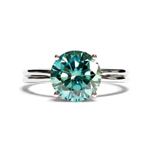 Portia Round Mint Green Moissanite Solitaire Ring in 18K gold - LeCaine Gems