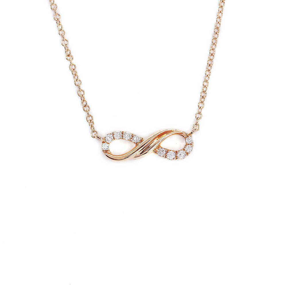 Ready Made | Britanny Kylie Infinity Shaped Lab Grown Diamond Necklace in 18K Rose Gold - LeCaine Gems