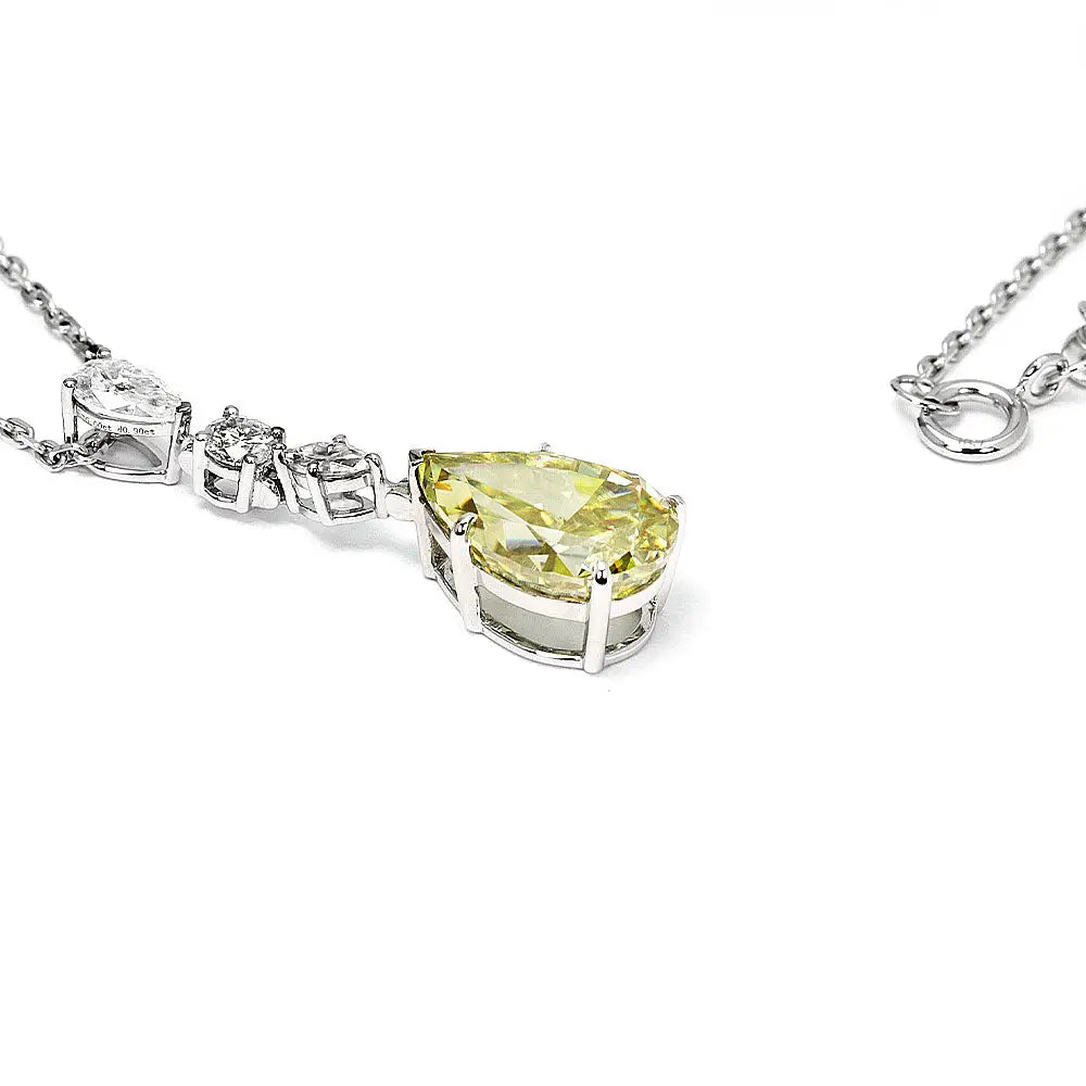Ready Made | Dawn 5 Carat Intense Yellow Moissanite Pendant in 18K White Gold - LeCaine Gems