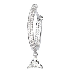 Ready Made | Enid Trilliant Moissanite with Pave Hoop Earrings in 18K White Gold - LeCaine Gems