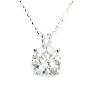 Rei Round Moissanite Solitaire in Basket Setting Pendant in 18K gold - LeCaine Gems