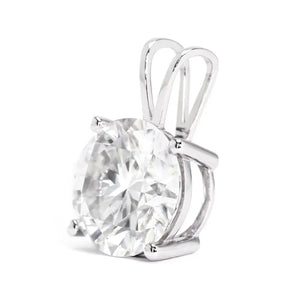 Rei Round Moissanite Solitaire in Basket Setting Pendant in 18K gold - LeCaine Gems