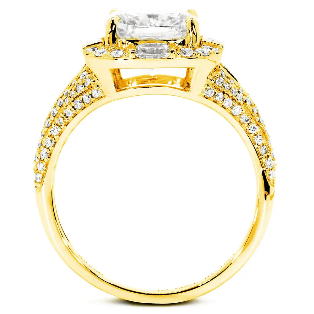 Renee Cushion Moissanite with Halo Ring in 18K gold - LeCaine Gems