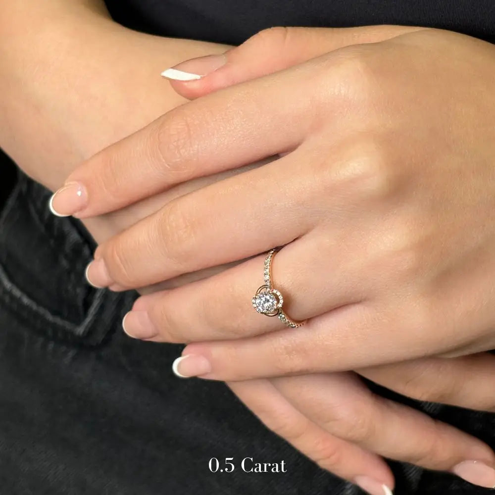 Rosaleen Round Moissanite Ring - LeCaine Gems