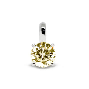 Round Canary Yellow Moissanite Solitaire in Basket Setting Pendant in 18K gold - LeCaine Gems