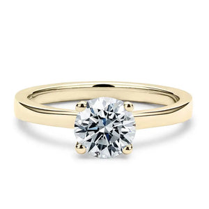 Round Moissanite Solitaire in 4 Prong Setting with Flat Band Ring in 18K Rose gold - LeCaine Gems