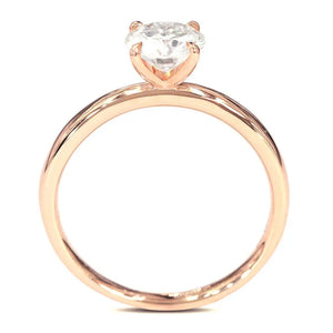 Round Moissanite Solitaire with Plain Band Ring in 18K Rose gold - LeCaine Gems