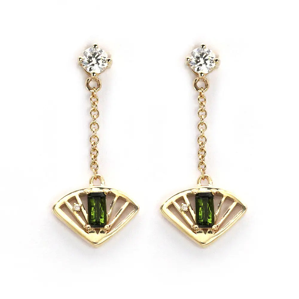 扇 Fan Tourmaline Si Dian Jin in 18K Gold