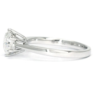 Tonya Round Moissanite Solitaire with 6 Prong Cathedral Setting Ring in 18K gold - LeCaine Gems