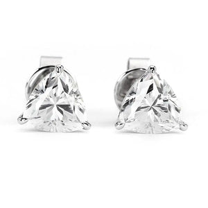 Triana Trillion Moissanite 18K Gold Stud Earrings With Basket Setting - LeCaine Gems