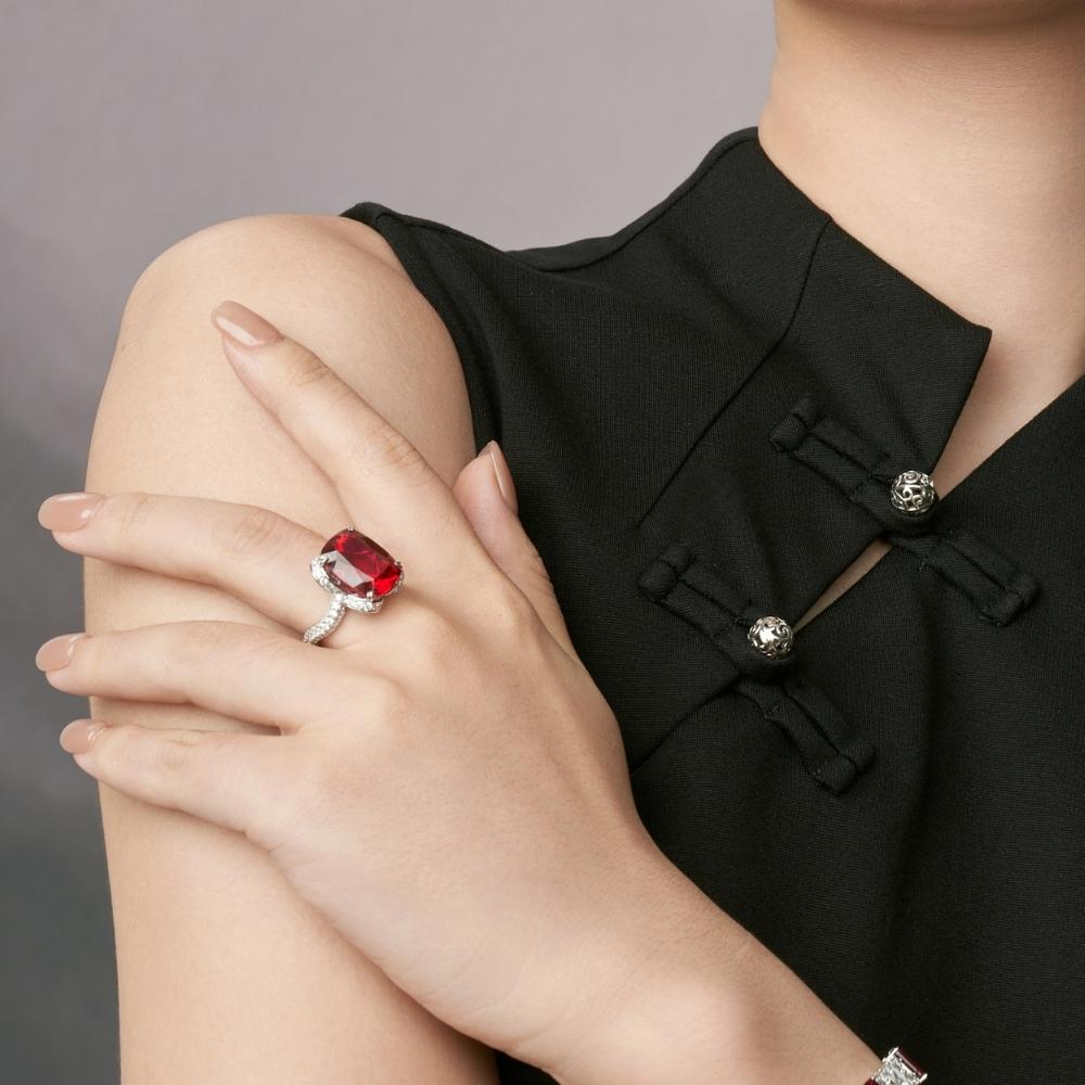 Ruby Cushion Ring RR-07 | Jewelry Rental - LeCaine Gems