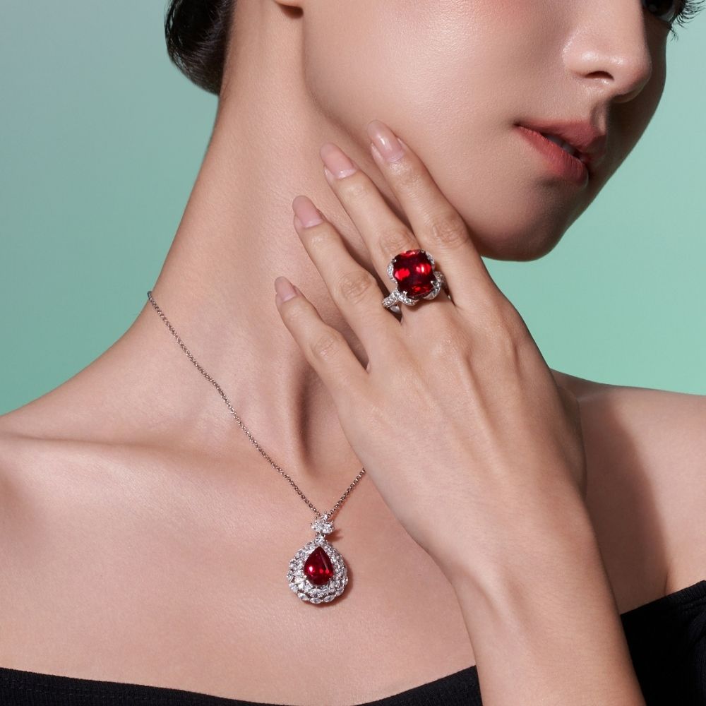Ruby Cushion Ring RR-07 | Jewelry Rental - LeCaine Gems