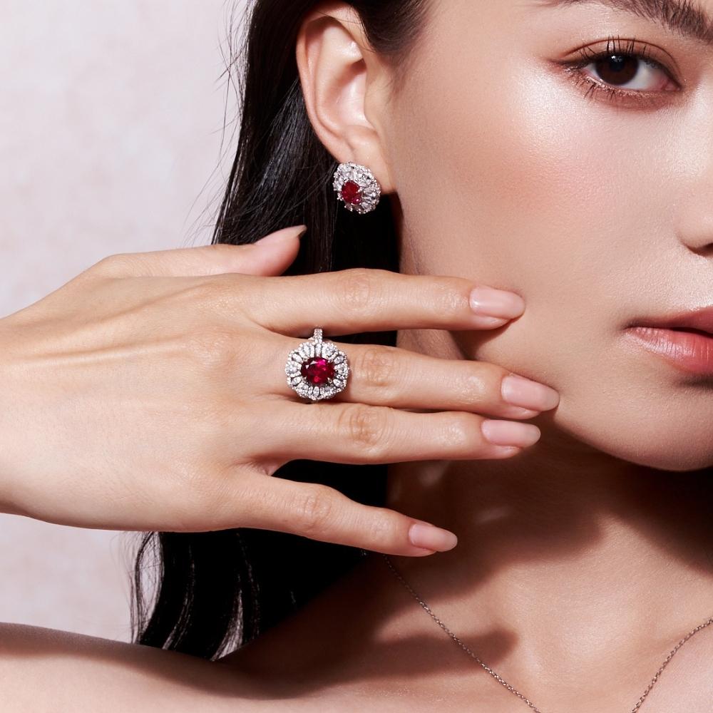 Ruby Halo Ring RR-05 | Jewelry Rental - LeCaine Gems