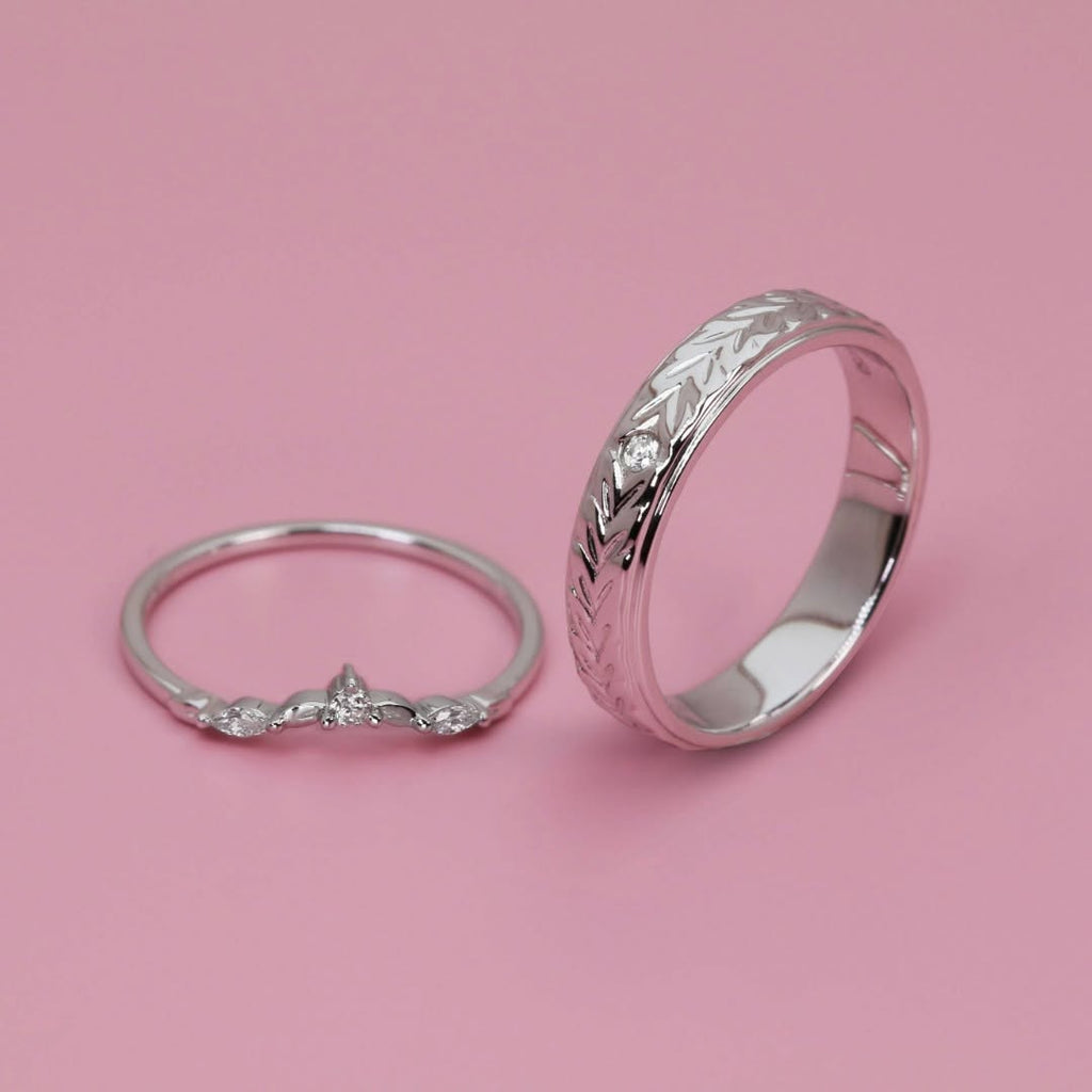 The Perfect Matching Moissanite Wedding Bands for Couples by LeCaine