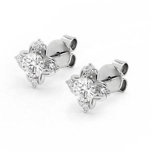 Ready Made | The Chloe Collection Halo 0.5 Carat Earrings with Moissanite and Lab Grown Diamonds in 18K Gold - LeCaine Gems