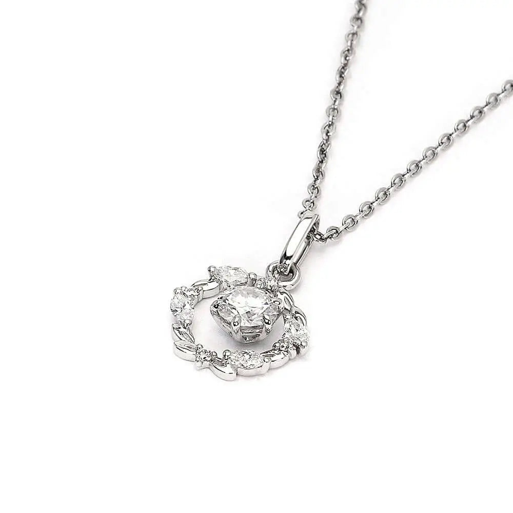 Ready Made | The Chloe Collection Halo Pendant with 0.5 Carat Moissanite and Lab Grown Diamonds in 18K Gold - LeCaine Gems