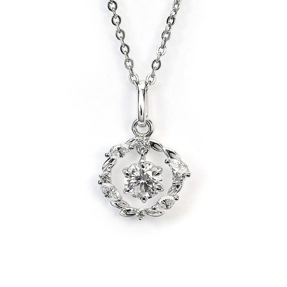 Ready Made | The Chloe Collection Halo Pendant with 0.5 Carat Moissanite and Lab Grown Diamonds in 18K Gold - LeCaine Gems