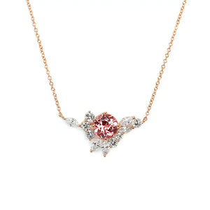 Ready Made | 1.32 Carat Delilah Pink Lab Grown Sapphire Necklace with Lab Grown Diamonds in 18K Rose Gold - LeCaine Gems