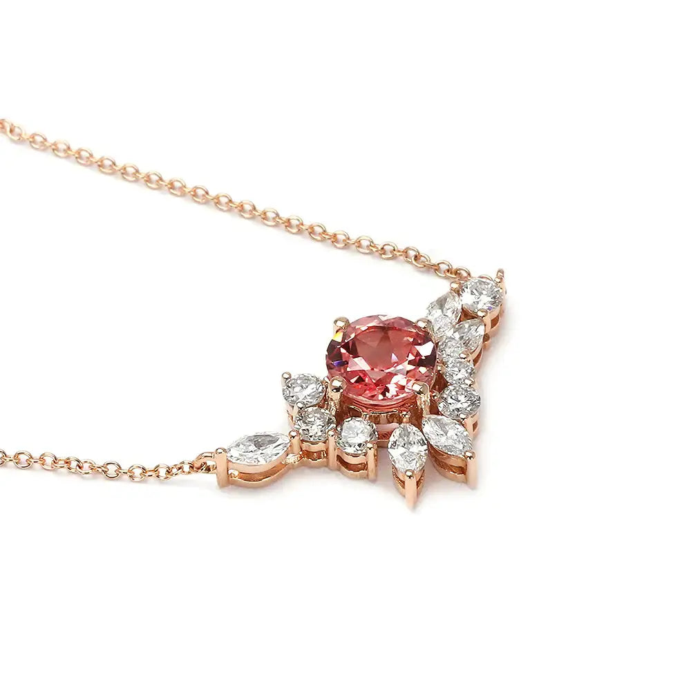 Ready Made | 1.32 Carat Delilah Pink Lab Grown Sapphire Necklace with Lab Grown Diamonds in 18K Rose Gold - LeCaine Gems