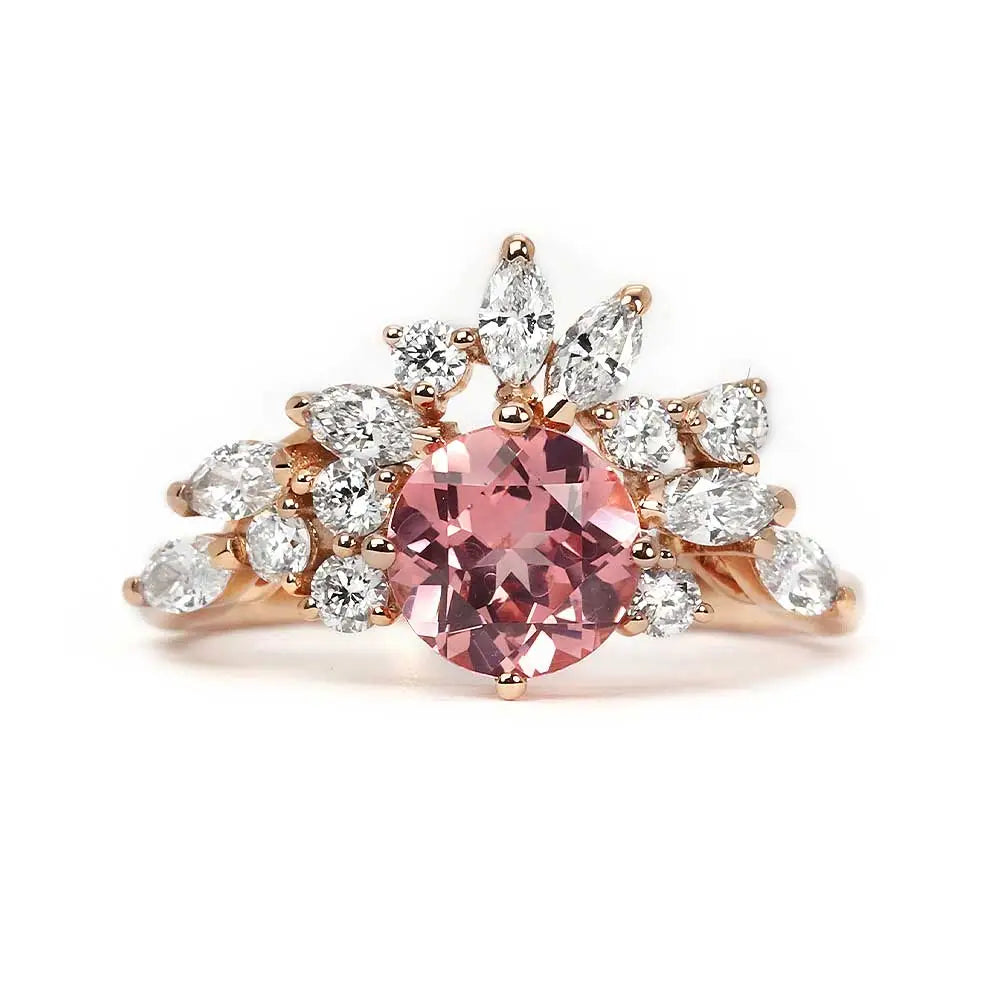 Ready Made | 1.36 Carat Delilah Pink Lab Grown Sapphire with Lab Grown Diamonds Ring in 18K Rose Gold - LeCaine Gems