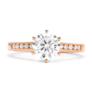 1.5 Carat Rowan Round Moissanite RIng in 18K gold - LeCaine Gems