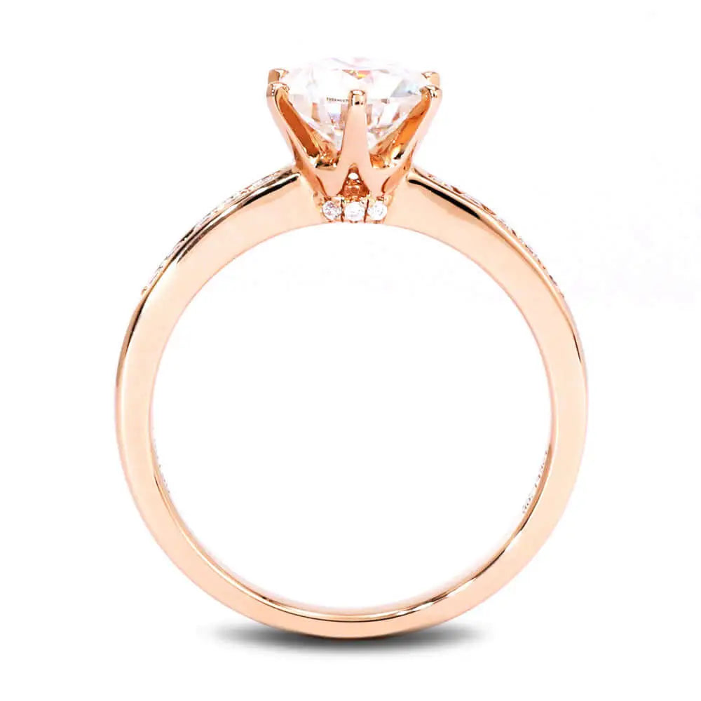 1.5 Carat Rowan Round Moissanite RIng in 18K gold - LeCaine Gems