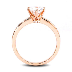 1.5 Carat Rowan Round Moissanite RIng in 18K gold - LeCaine Gems