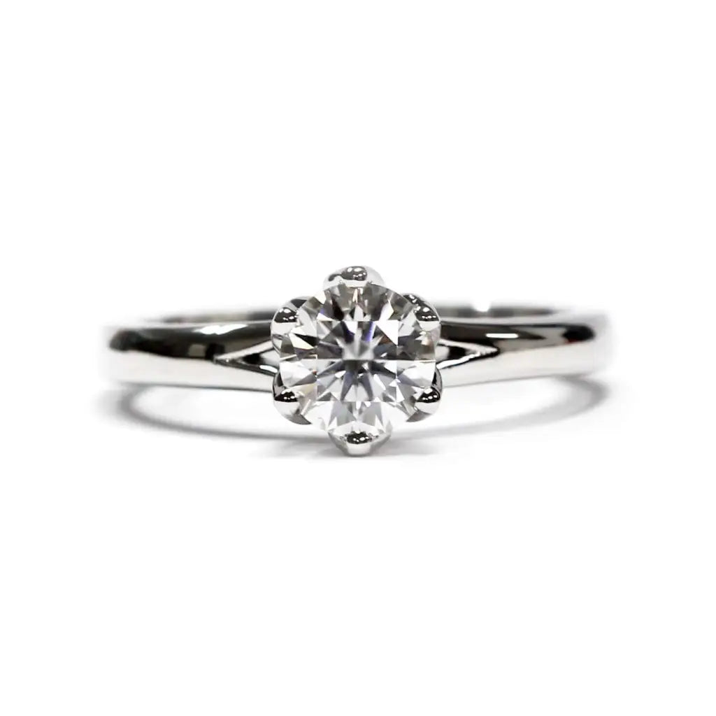 1 Carat Eleanor Round Moissanite Solitaire Ring in 18K gold - LeCaine Gems