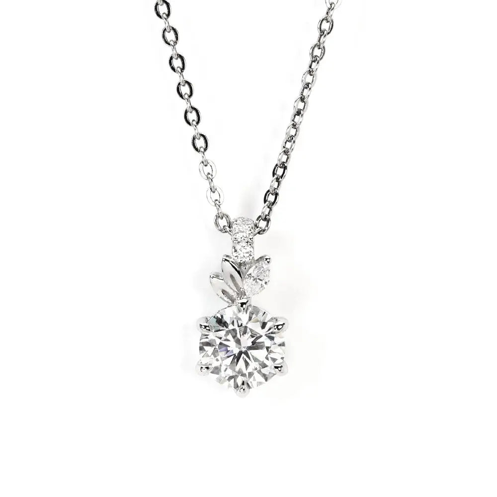 Ready Made | The Chloe Collection 1 Carat Pendant with Moissanite and Lab Grown Diamonds in 18K Gold - LeCaine Gems