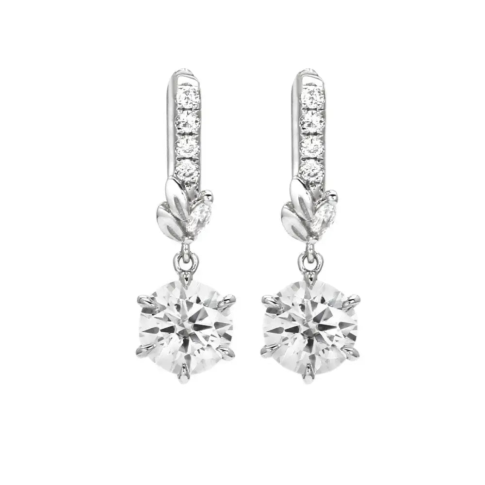 Ready Made | The Chloe Collection 1 Carat Dangling Earrings with Moissanite and Lab Grown Diamonds in 18K Gold - LeCaine Gems