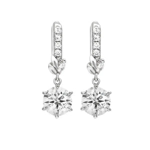 Ready Made | The Chloe Collection 1 Carat Dangling Earrings with Moissanite and Lab Grown Diamonds in 18K Gold - LeCaine Gems