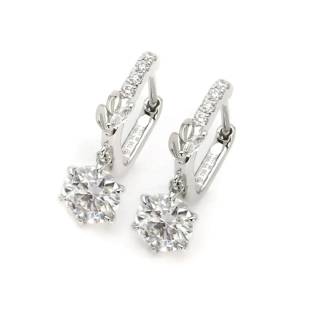 Ready Made | The Chloe Collection 1 Carat Dangling Earrings with Moissanite and Lab Grown Diamonds in 18K Gold - LeCaine Gems